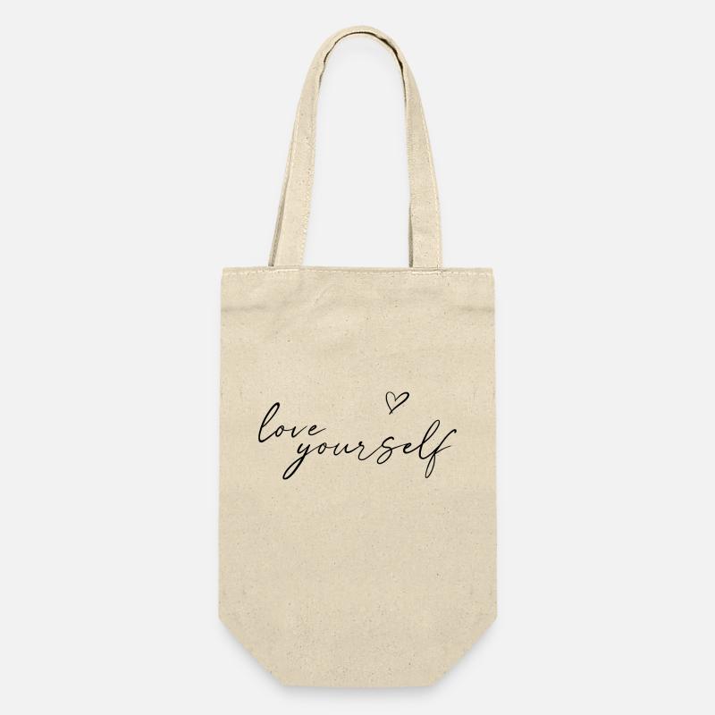 Love yourself - Geschenkbeutel für Flaschen - Natur