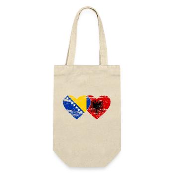 Bosnien Albanien Flagge Herz used - Geschenkbeutel für Flaschen - Natur - Vorne