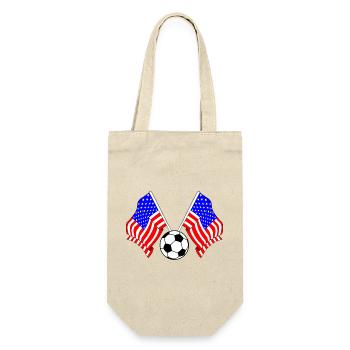 Two American flags with a soccer USA - Gift Bag for Bottles - nature - Front