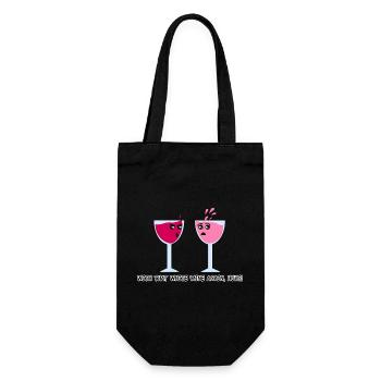 Lustiger Weinliebhaber für Frauen und Männer Paar Trinken - Geschenkbeutel für Flaschen - Schwarz - Vorne