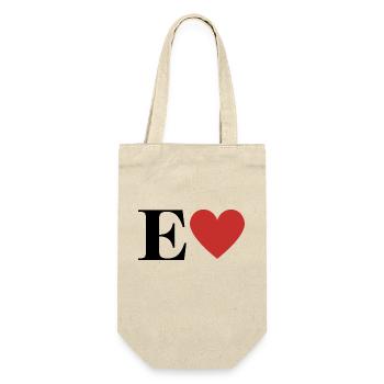 Letter e red heart - Gift Bag for Bottles - nature - Front