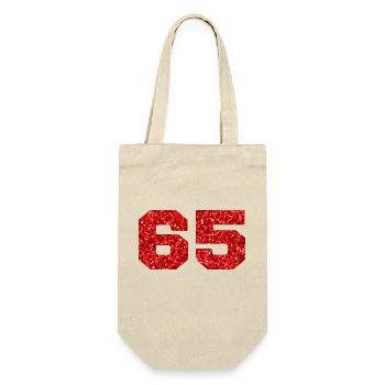 Numéro 65 paillettes rouge - 65e anniversaire - Sac à bouteille - nature - Devant
