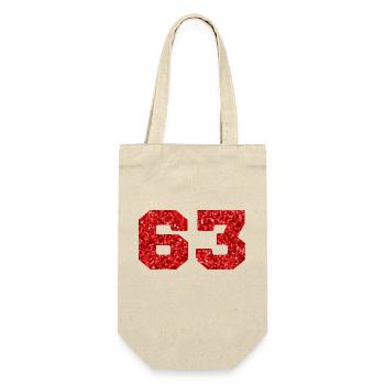 Numéro 63 paillettes rouge - 63e anniversaire - Sac à bouteille - nature - Devant