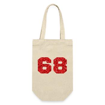 Number 68 Red Glitter - 68th Anniversary - Gift Bag for Bottles - nature - Front