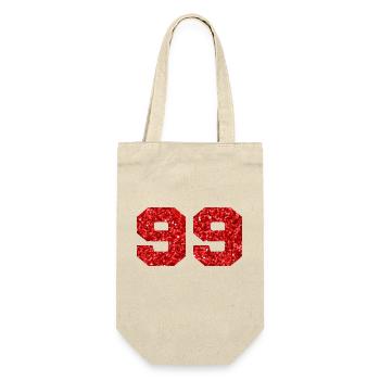 Number 99 Red Glitter - 99th Birthday - Gift Bag for Bottles - nature - Front