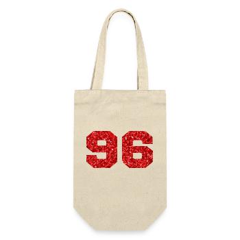 Numéro 96 paillettes rouge - 96e anniversaire - Sac à bouteille - nature - Devant