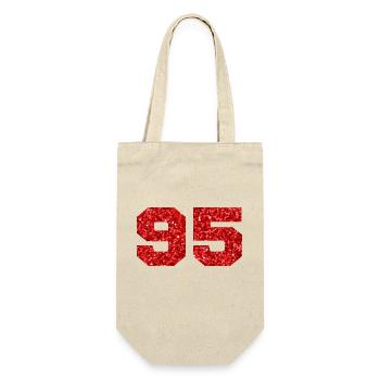 Number 95 Red Glitter - 95th Anniversary - Gift Bag for Bottles - nature - Front