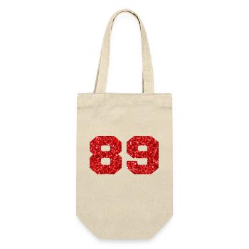 Number 89 Red Glitter - 89th Birthday - Gift Bag for Bottles - nature - Front
