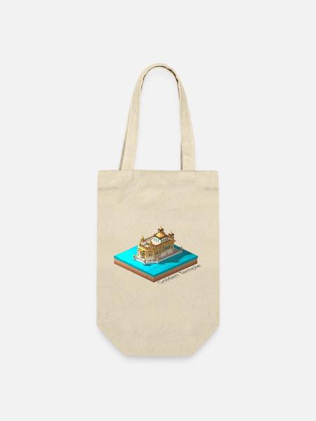 Geometrischer Low-Poly-Goldener Tempel - Geschenkbeutel für Flaschen - Natur