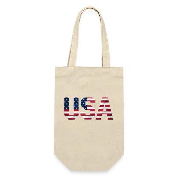 USA T-Shirt - Buchstaben der amerikanischen Flagge - Geschenkbeutel für Flaschen - Natur - Vorne