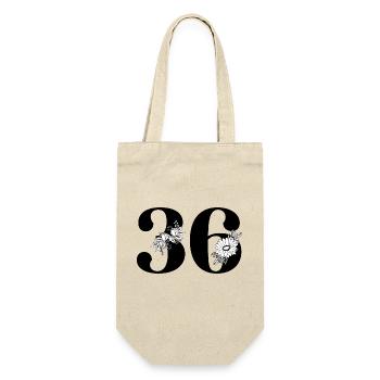 Number 36 Black Floral - 36th Floral Birthday - Gift Bag for Bottles - nature - Front