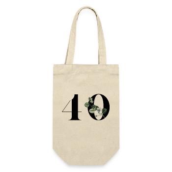 Number 40 Green Floral - 40th Floral Birthday - Gift Bag for Bottles - nature - Front