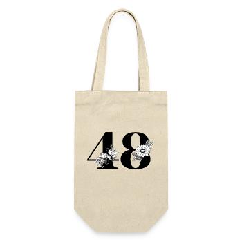 Numéro 48 floral noir - 48e anniversaire floral - Sac à bouteille - nature - Devant