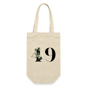 Nummer 49 Grüne Blumen - 49. Blumengeburtstag - Geschenkbeutel für Flaschen - Natur - Vorne