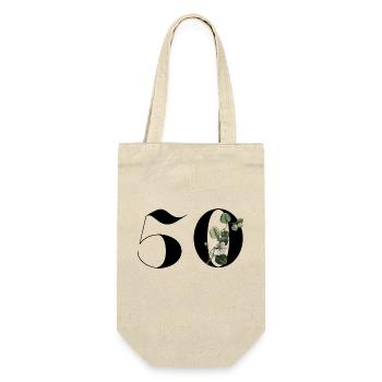 Number 50 Floral Green - 50th Birthday Floral - Gift Bag for Bottles - nature - Front