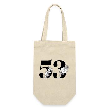 Numéro 53 floral noir - 53e anniversaire floral - Sac à bouteille - nature - Devant