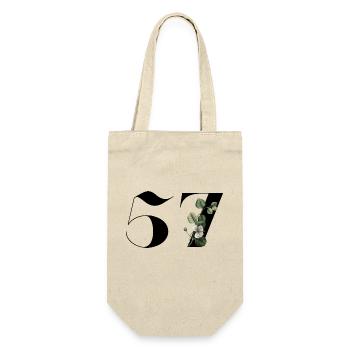 Nummer 57 Blumengrün - 57. Blumengeburtstag - Geschenkbeutel für Flaschen - Natur - Vorne