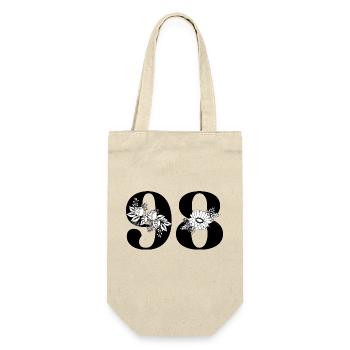 Nummer 98 Schwarze Blumen - 98. Blumengeburtstag - Geschenkbeutel für Flaschen - Natur - Vorne