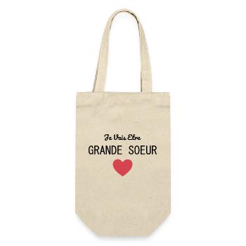 Ich werde eine große Schwester sein - Geschenkbeutel für Flaschen - Natur - Vorne