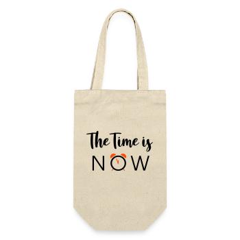 The Time is NOW - 2 Farben - Geschenkbeutel für Flaschen - Natur - Vorne
