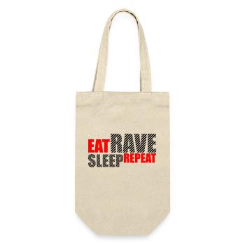 Eat Sleep Rave Repeat Essen Schlafen Raven Spruch - Geschenkbeutel für Flaschen - Natur - Vorne
