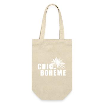 Chic Bohème Bohemian Beatnik shabby used look Palm - Geschenkbeutel für Flaschen - Natur - Vorne