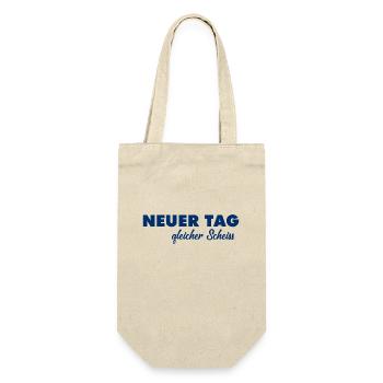 Neuer Tag - Gleicher Scheiss - Scheiß - Geschenkbeutel für Flaschen - Natur - Vorne