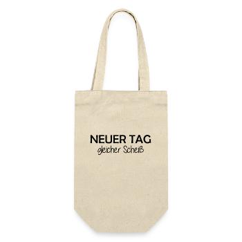 Neuer Tag - Gleicher Scheiss - Scheiß - Geschenkbeutel für Flaschen - Natur - Vorne