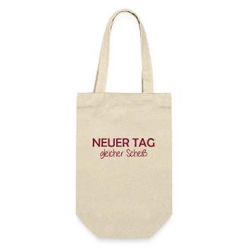 Neuer Tag - Gleicher Scheiss - Scheiß - Geschenkbeutel für Flaschen - Natur - Vorne