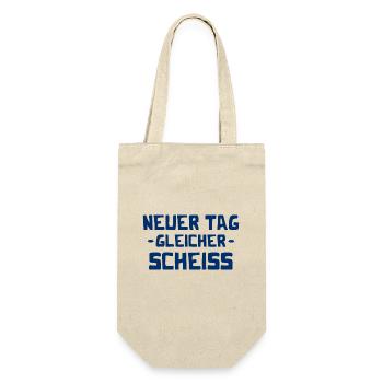 Neuer Tag - Gleicher Scheiss - Scheiß - Geschenkbeutel für Flaschen - Natur - Vorne
