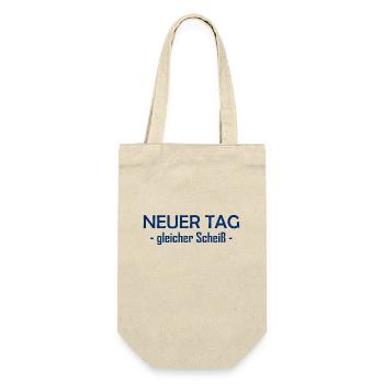 Neuer Tag - Gleicher Scheiss - Scheiß - Geschenkbeutel für Flaschen - Natur - Vorne