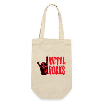 Heavy Metal Rocks Hard Rock Musik Text Spruch Logo - Geschenkbeutel für Flaschen - Natur - Vorne