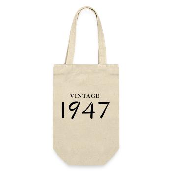 Jahrgang 1947 - Geschenkidee zum Geburtstag - Geschenkbeutel für Flaschen - Natur - Vorne