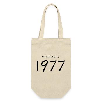 Jahrgang 1977 - Geschenkidee zum Jubiläum - Geschenkbeutel für Flaschen - Natur - Vorne