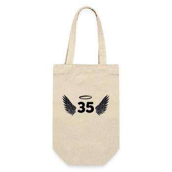 Number 35 Angel - 35th Birthday Wings - Gift Bag for Bottles - nature - Front