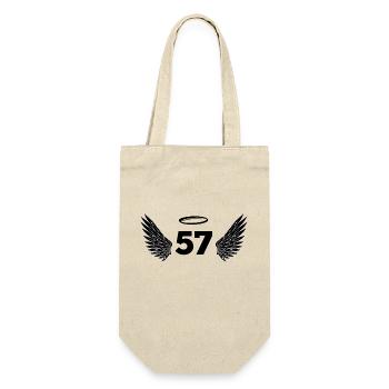 Nummer 57 Engel - Flügel zum 57. Geburtstag - Geschenkbeutel für Flaschen - Natur - Vorne