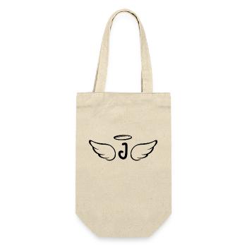 Buchstabe j Engelsflügel - Geschenkbeutel für Flaschen - Natur - Vorne