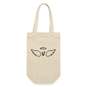 Buchstabe v Engelsflügel - Geschenkbeutel für Flaschen - Natur - Vorne