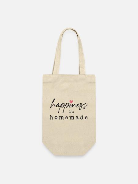Happiness is Homemade - Geschenkbeutel für Flaschen - Natur