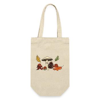 Herbst Pilz Blätter Kastanie - Geschenkbeutel für Flaschen - Natur - Vorne