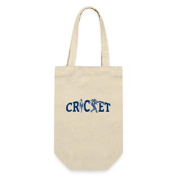 Cricket Lettering with Bat - Kricket - Geschenkbeutel für Flaschen - Natur - Vorne