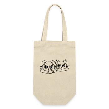 Böse Katzen Freunde Mittelfinger Beleidigung Team - Geschenkbeutel für Flaschen - Natur - Vorne