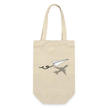 Papierflugzeug mit Flugzeugschatten - Geschenkbeutel für Flaschen - Natur - Vorne