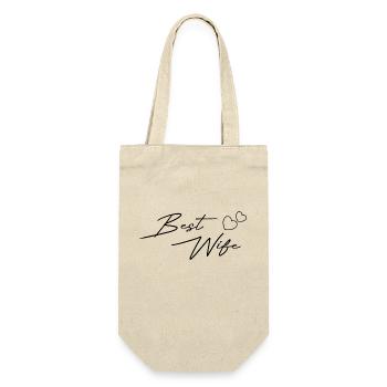 Best Wife Design black - Geschenkbeutel für Flaschen - Natur - Vorne