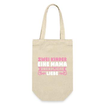 Mama Von 2 Kindern - Geschenkbeutel für Flaschen - Natur - Vorne