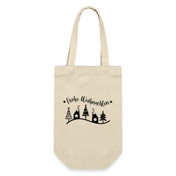 Frohe Weihnachten – Stilvolles Weihnachtsdesign fü - Geschenkbeutel für Flaschen - Natur - Vorne