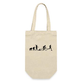 Evolution Triathlon Laufrad Schwimmen Triathlet Triat - Geschenkbeutel für Flaschen - Natur - Vorne