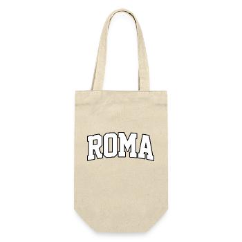 Roma-Logo: College-Design im italienischen Stil - Geschenkbeutel für Flaschen - Natur - Vorne