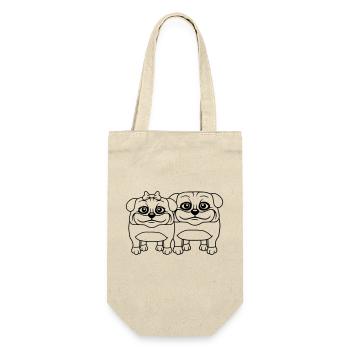 2 chiens Carlin Homme Femme Couple Deux Amoureux Amour - Sac à bouteille - nature - Devant