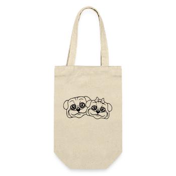 2 chiens Carlin Homme Femme Couple Deux Amoureux Amour - Sac à bouteille - nature - Devant